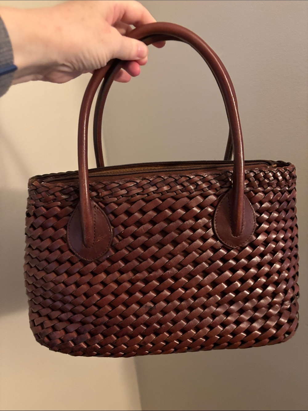 Fossil Woven Leather Small Tote Bag - Brown